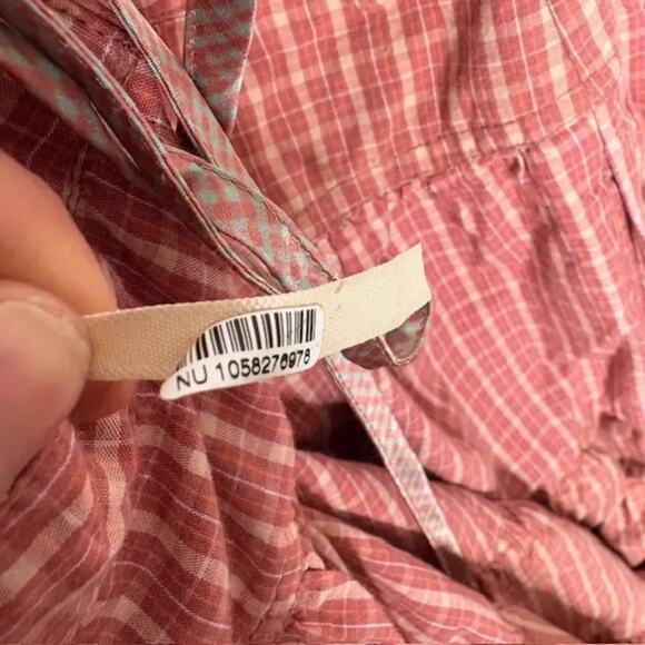 Free People High-Low Tiered Maxi Dress – Pink Plaid Floral (Women’s M) - Picture 9 of 9